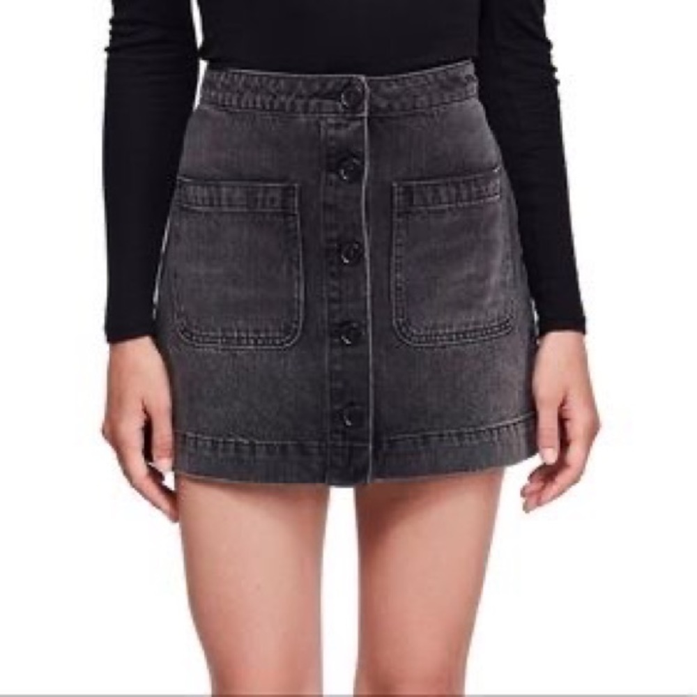 Free People Black Denim High Rise skirt